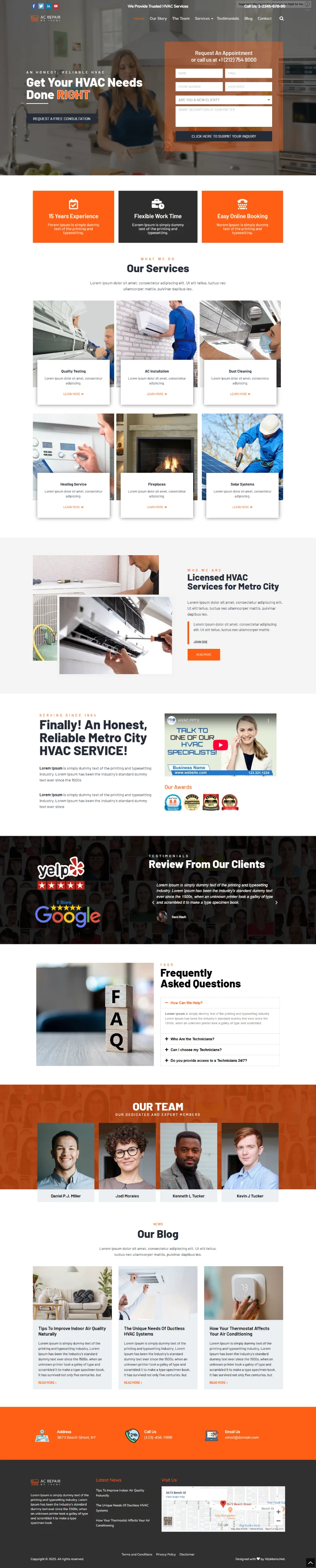 Ac Repair WordPress Template Home Page
