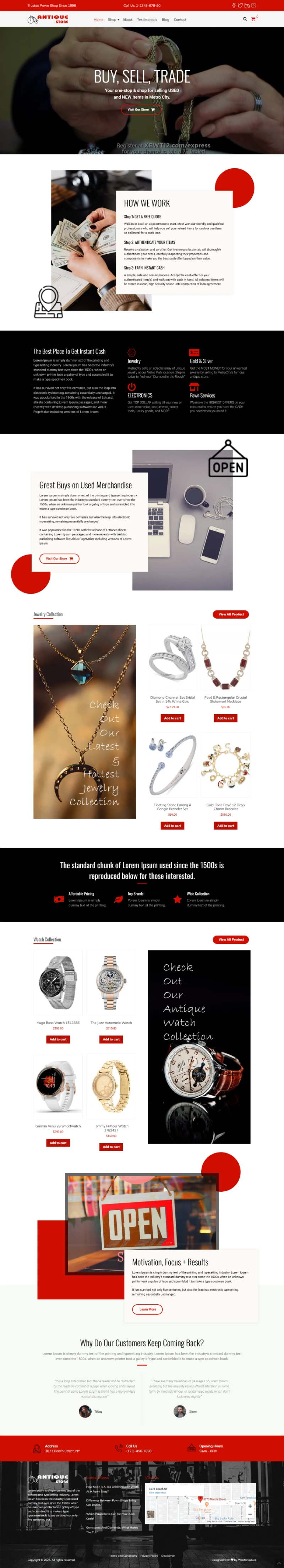 AntiqueStore WordPress Template Home Page