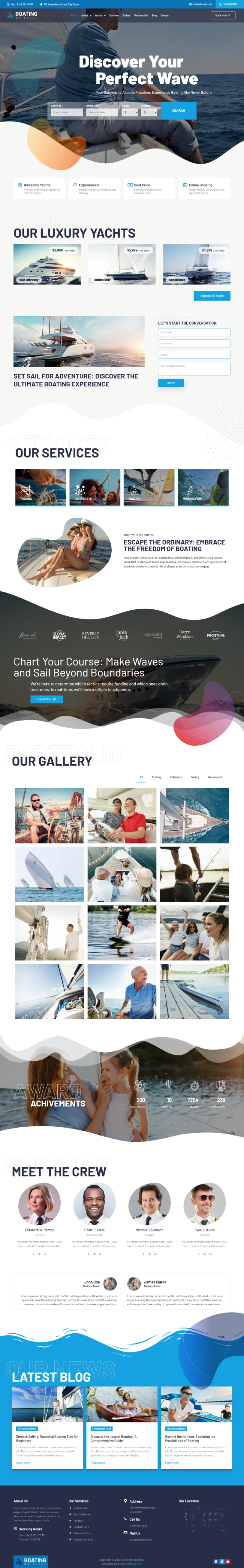 Boating WordPress Template Home Page
