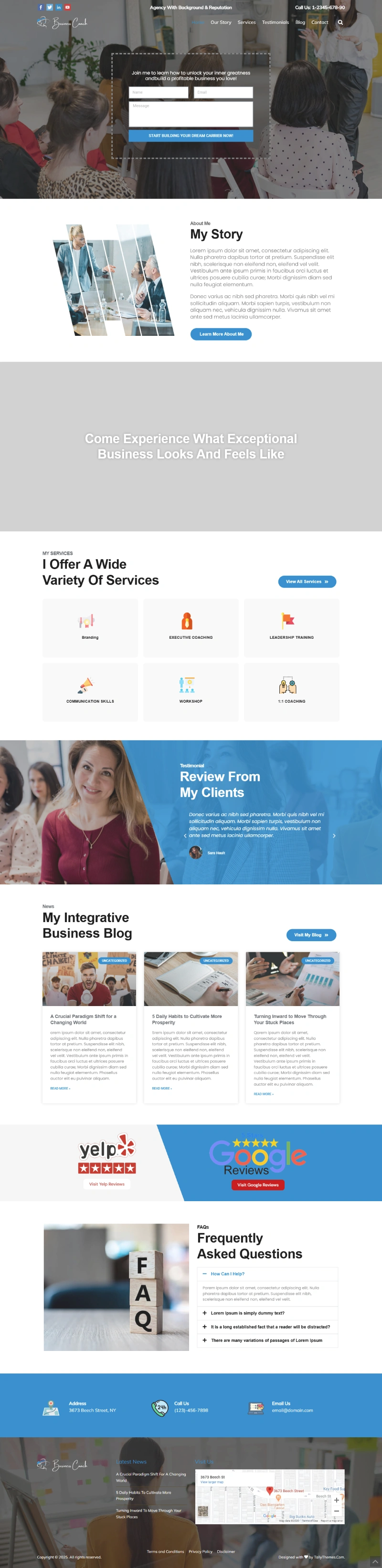 Business Coach Pro WordPress Template Home Page
