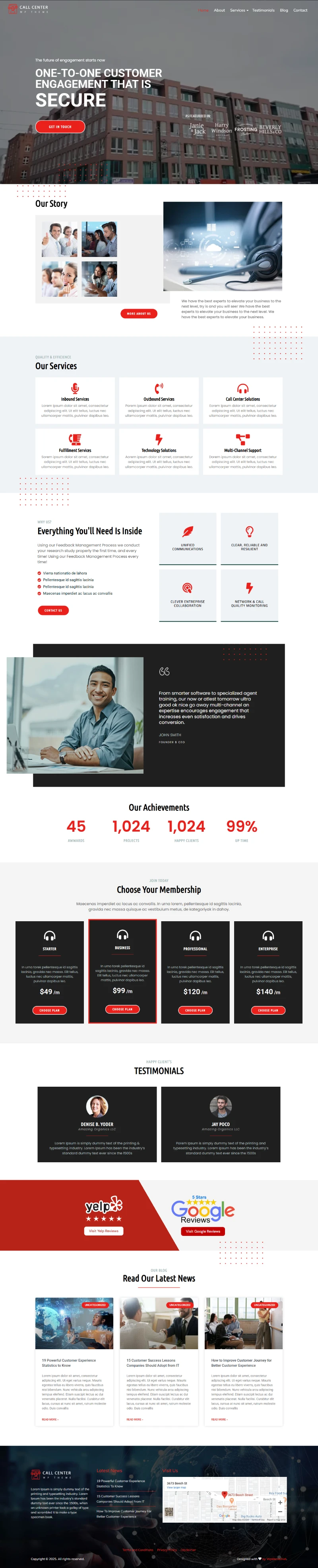 Call Center WordPress Template Home Page