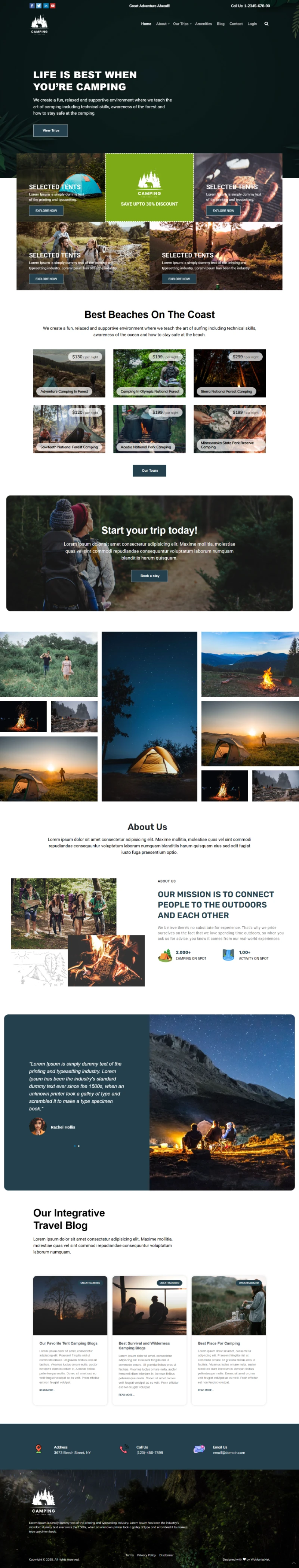 Camping  WordPress Template Home Page