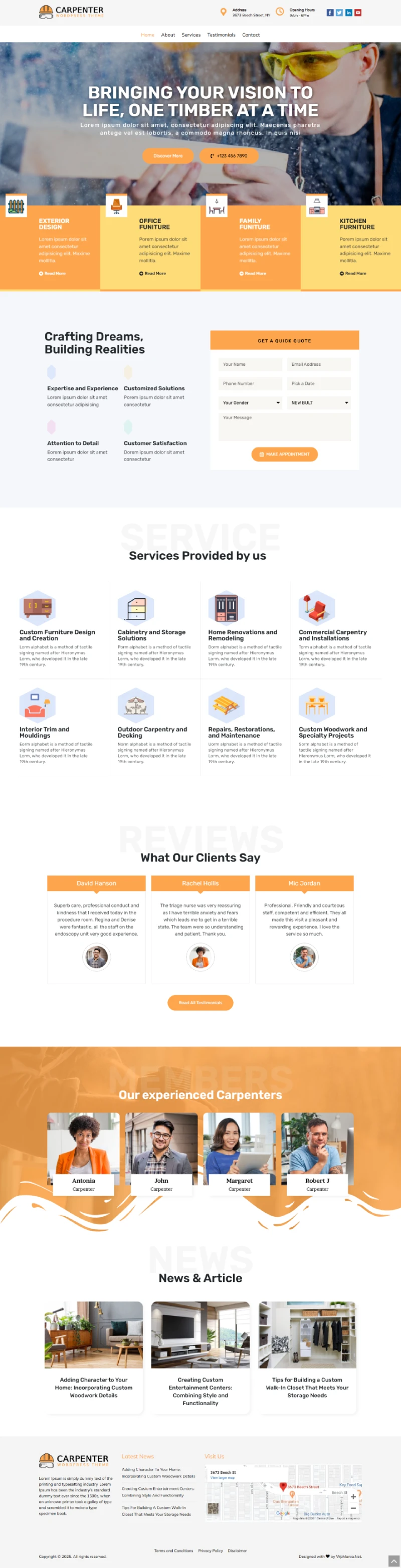 Carpenter WordPress Template Home Page