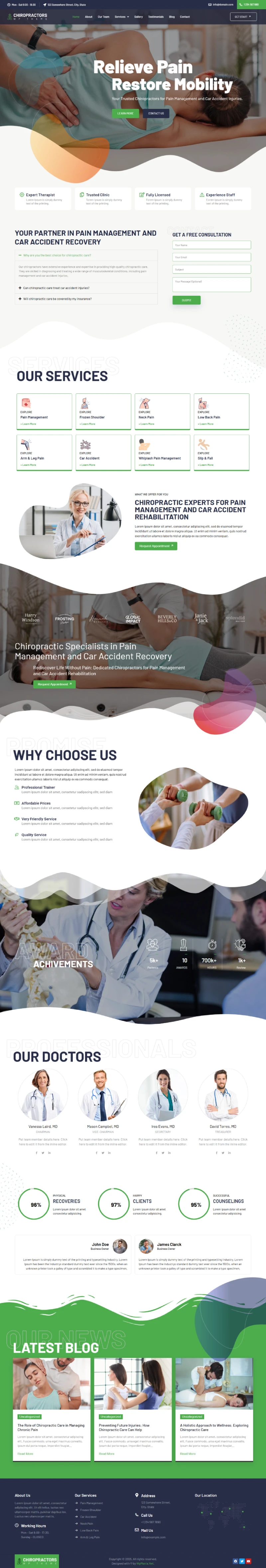 Chiropractors WordPress Template Home Page