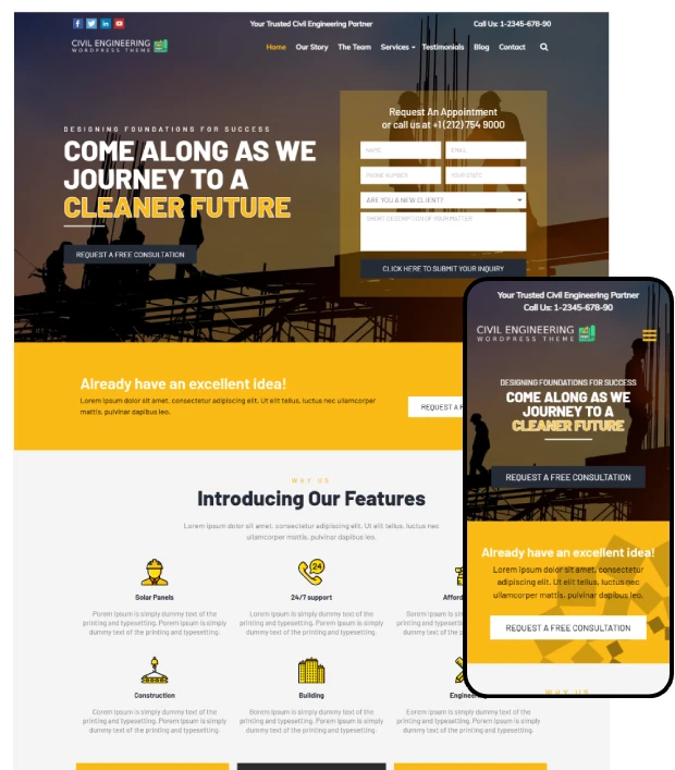 Civil Engineering WordPress Theme