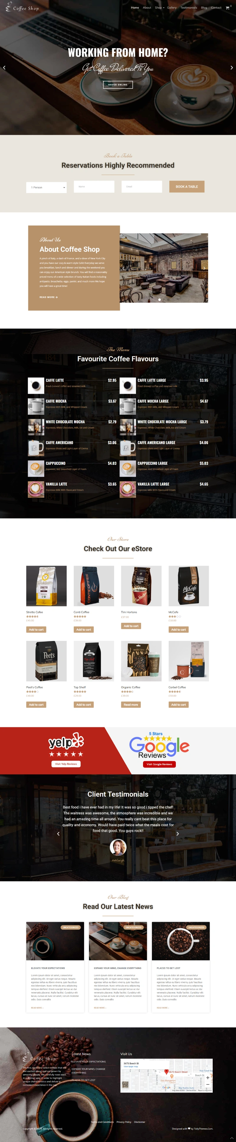 CoffeeShop Pro WordPress Template Home Page