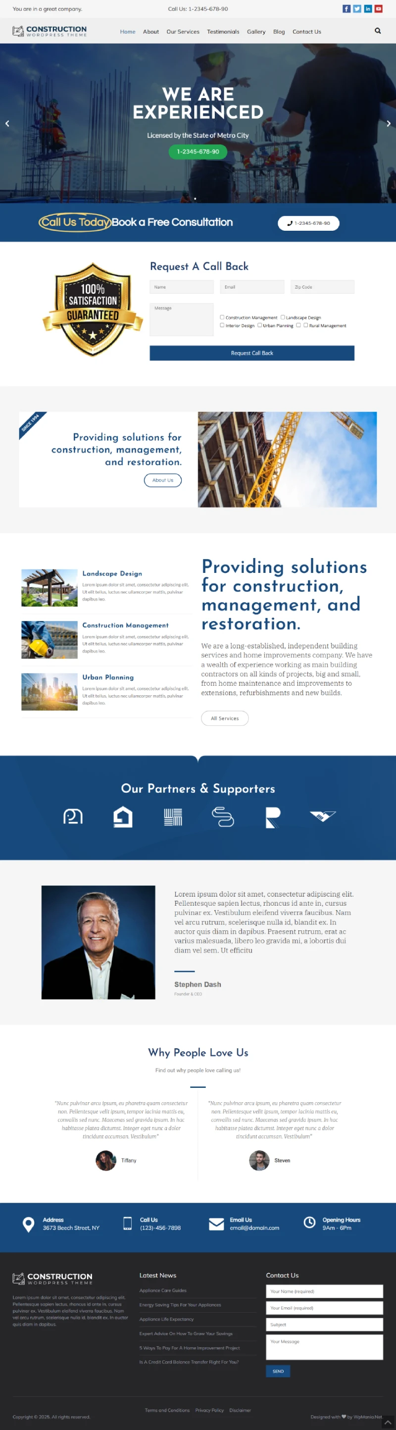 Construction WordPress Template Home Page