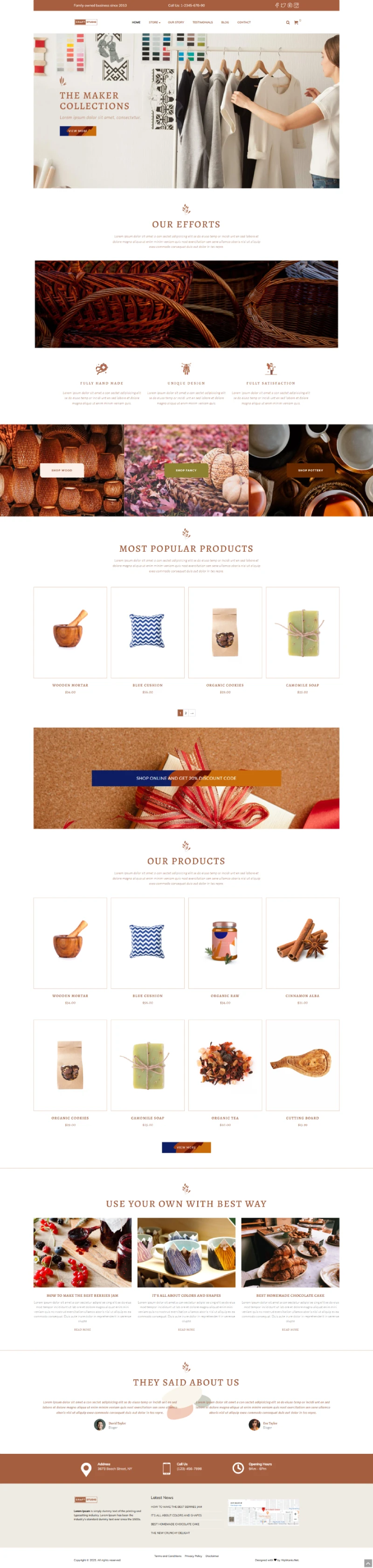 Crafts WordPress Template Home Page