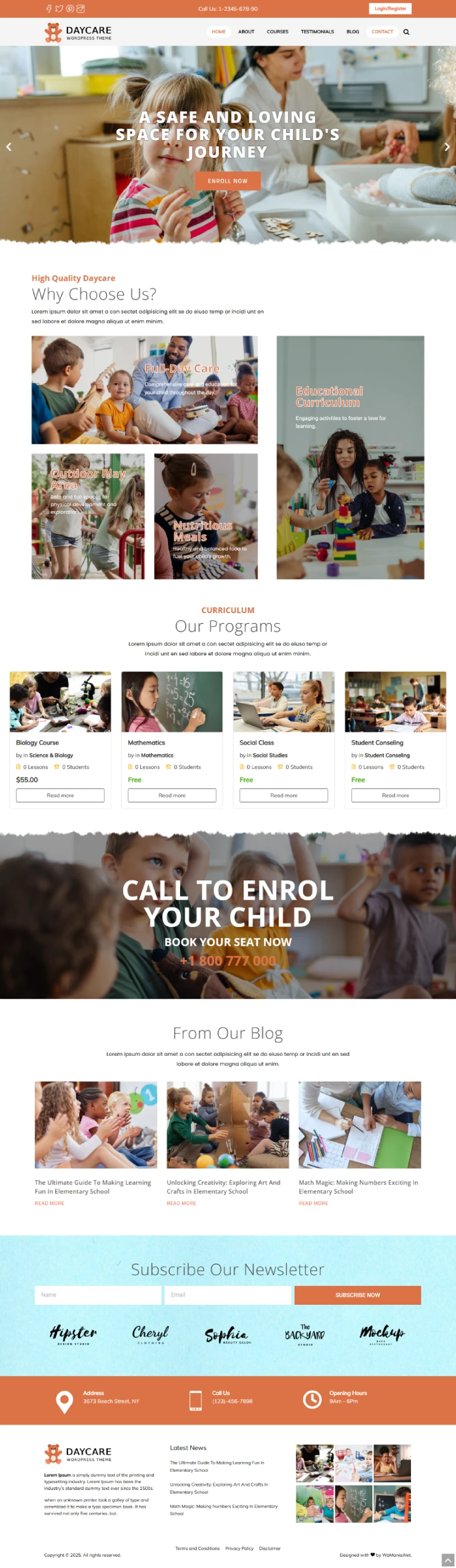 DayCare WordPress Template Home Page