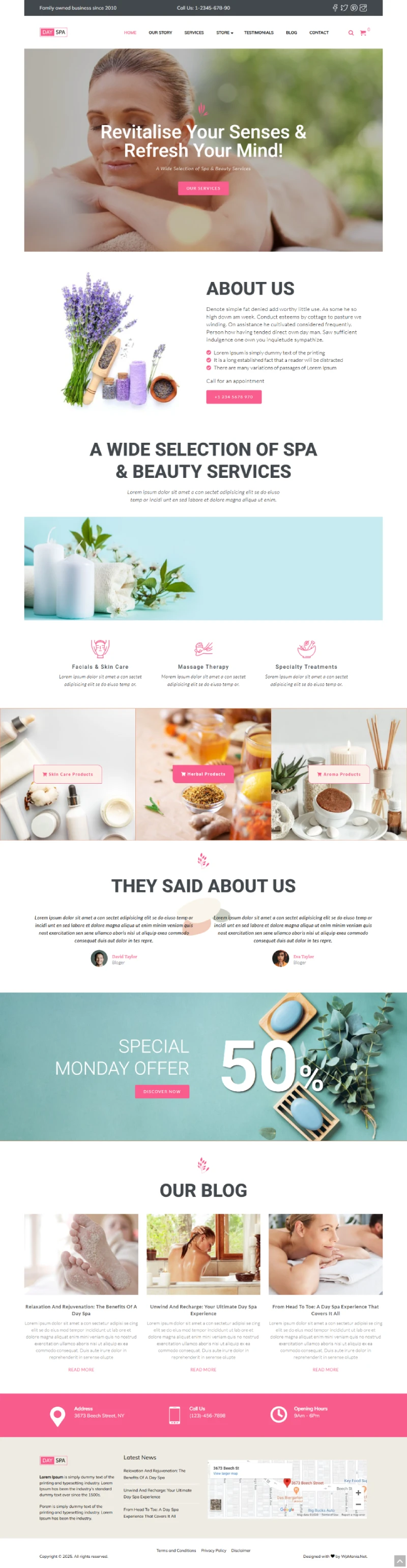 DaySpa WordPress Template Home Page