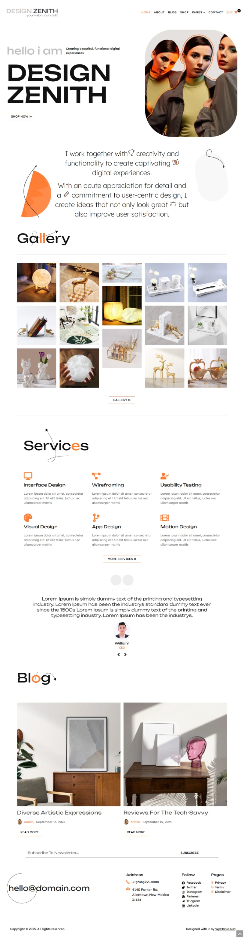 Design Zenith WordPress Template Home Page