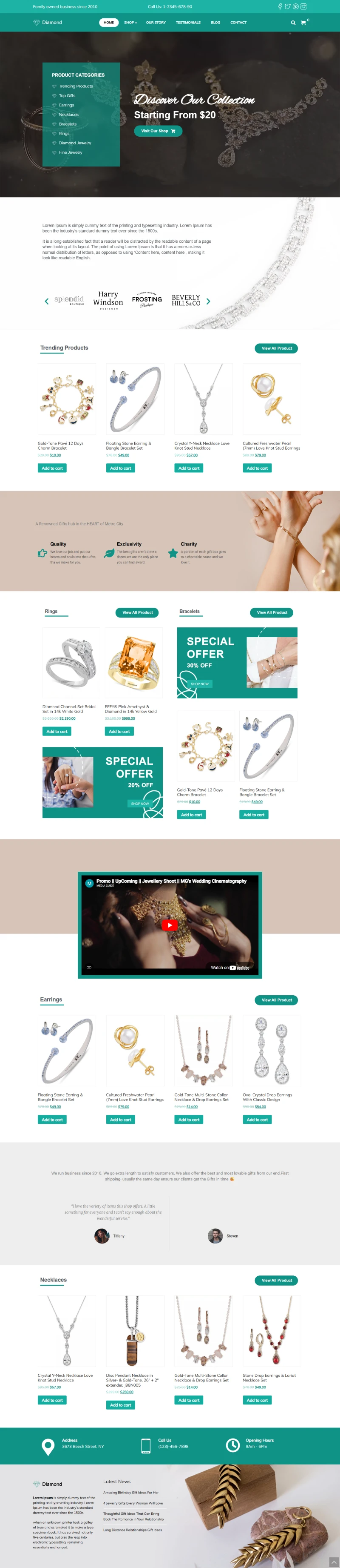 Diamond WordPress Template Home Page