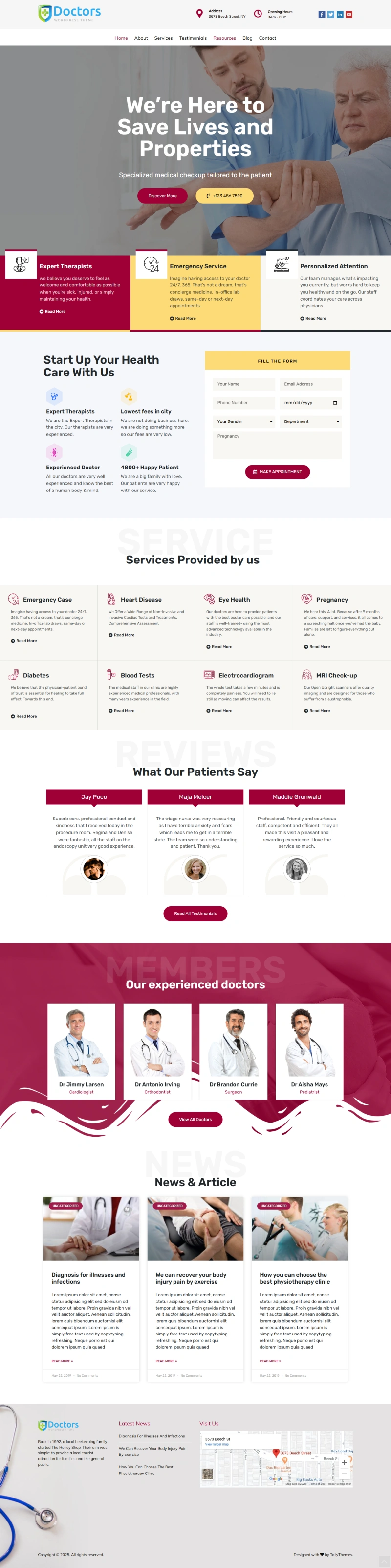 Doctors Pro WordPress Template Home Page