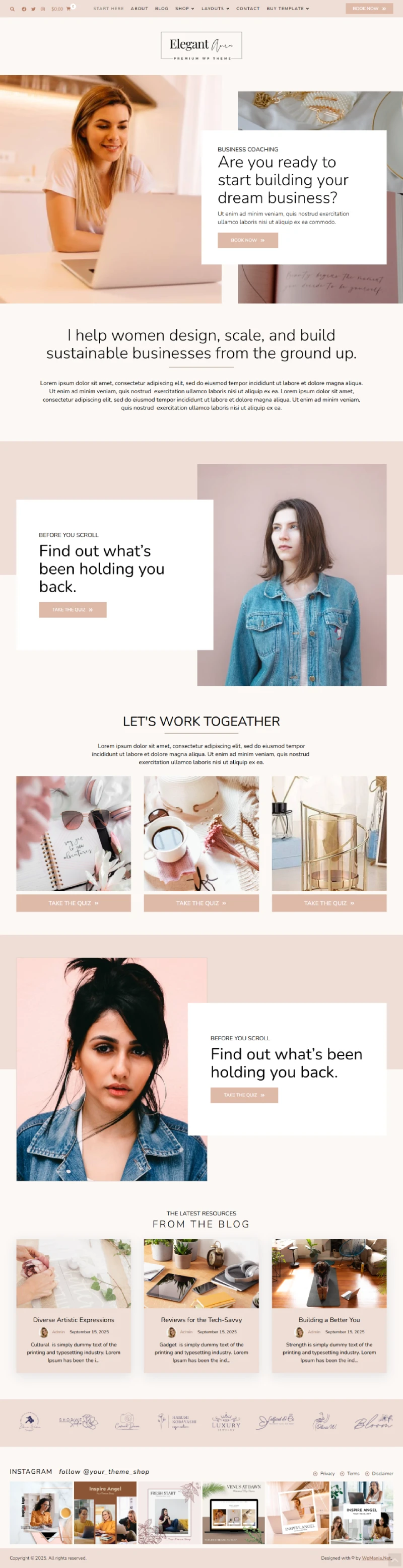 Elegant Aura WordPress Template Home Page
