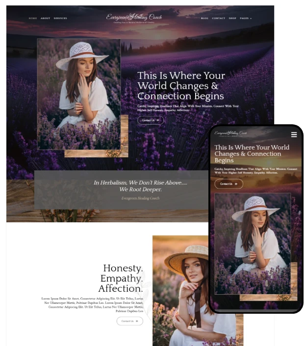 Wellness Coach WordPress Theme – Evergreen Healing Coach