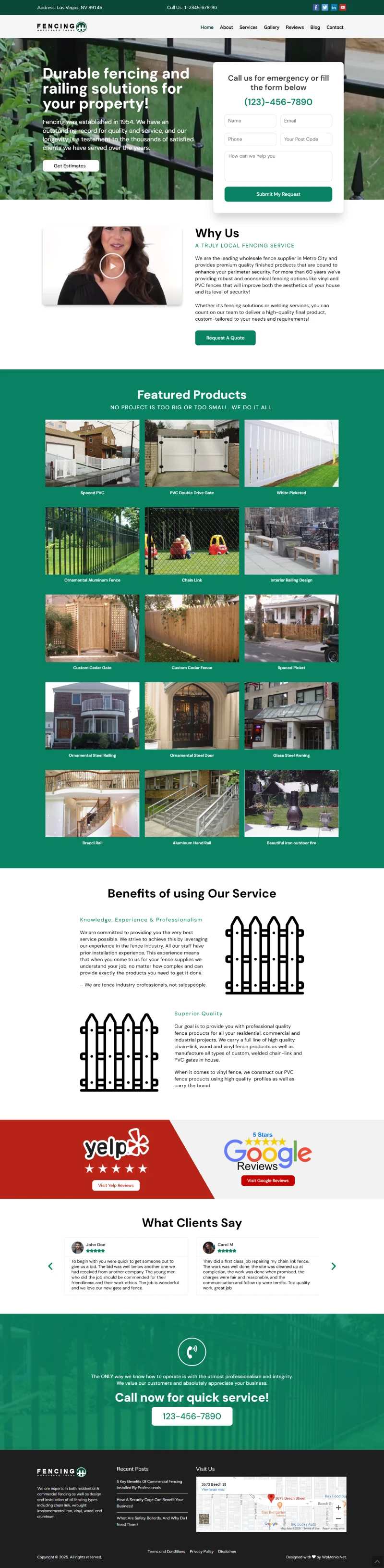 Fencing Service WordPress Template Home Page