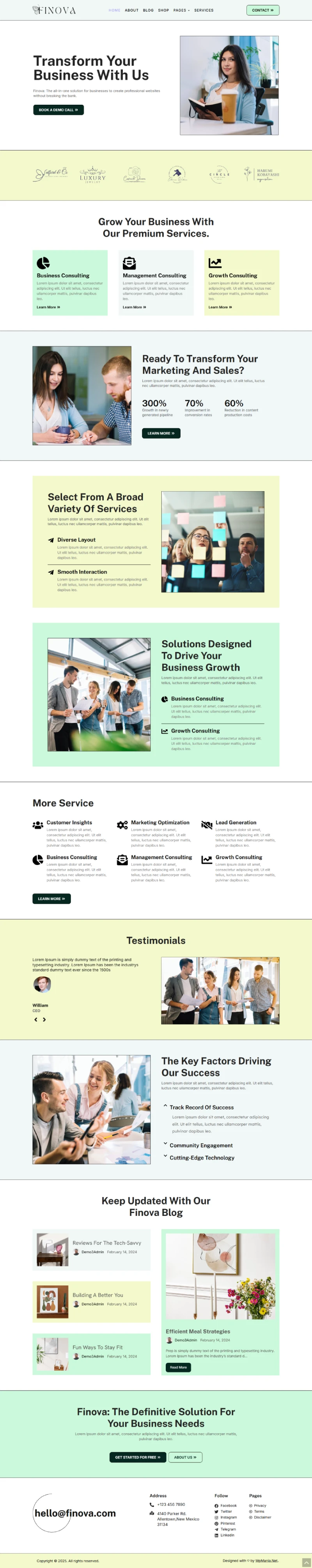 Finova WordPress Template Home Page