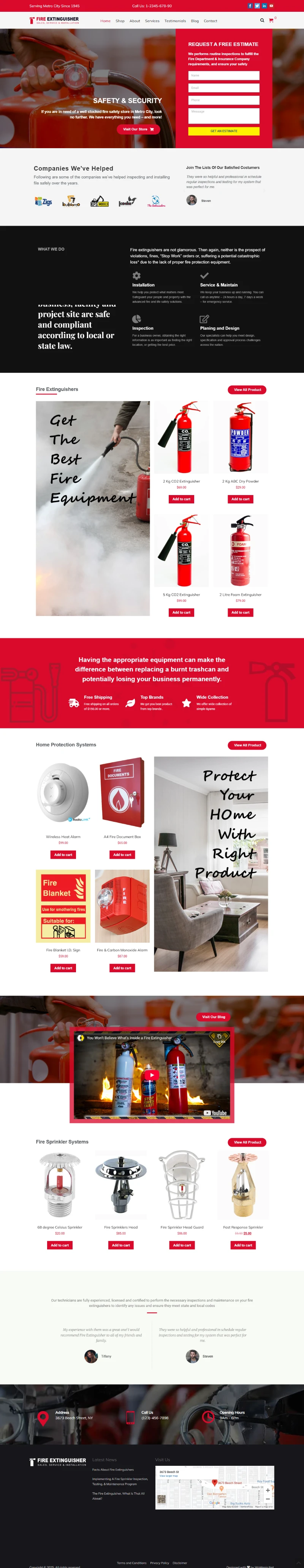 Fire Extinguisher WordPress Template Home Page