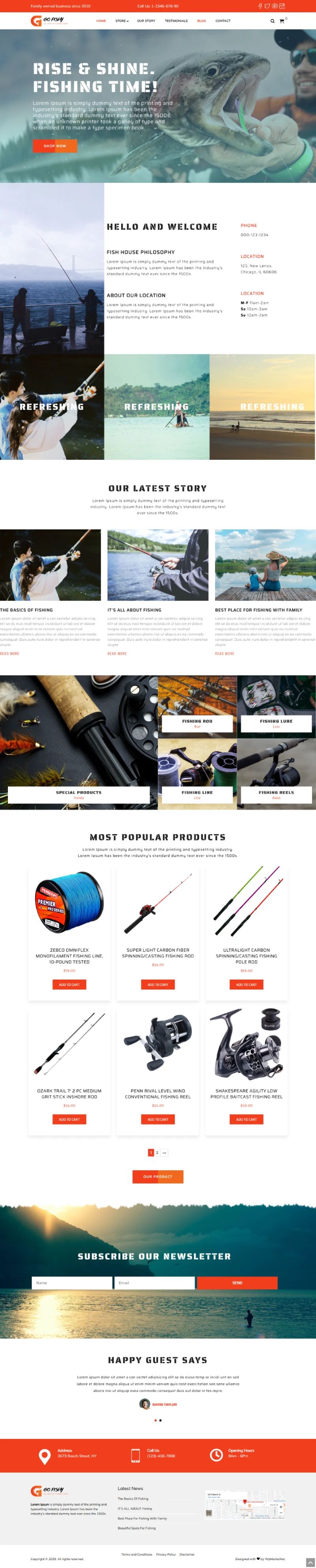 Fishing WordPress Template Home Page