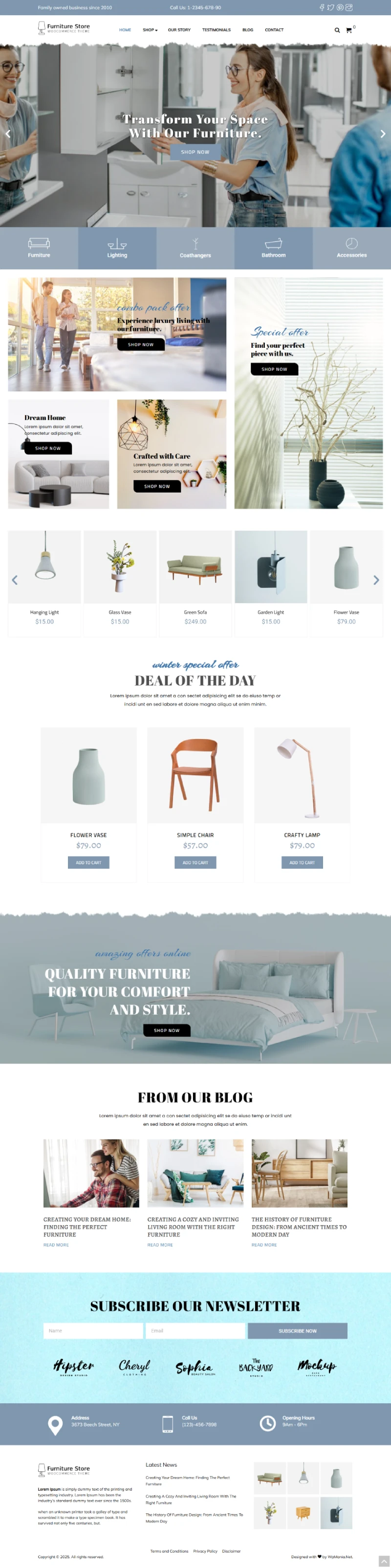 Furniture Store WordPress Template Home Page