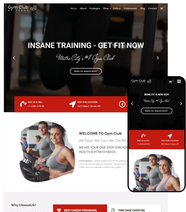 GymClub - Gym and Fitness WordPress Theme