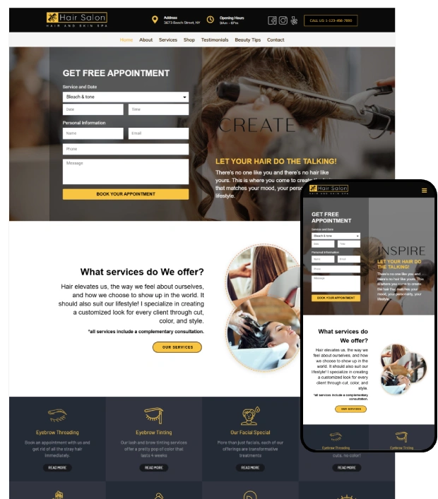 Hair Salon Pro Kajabi Website Template