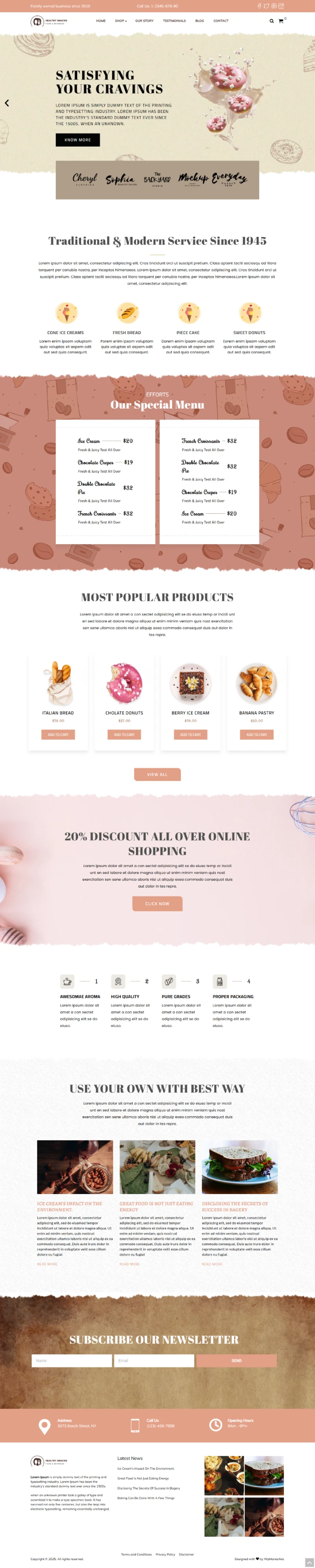 Healthy Snacks WordPress Template Home Page