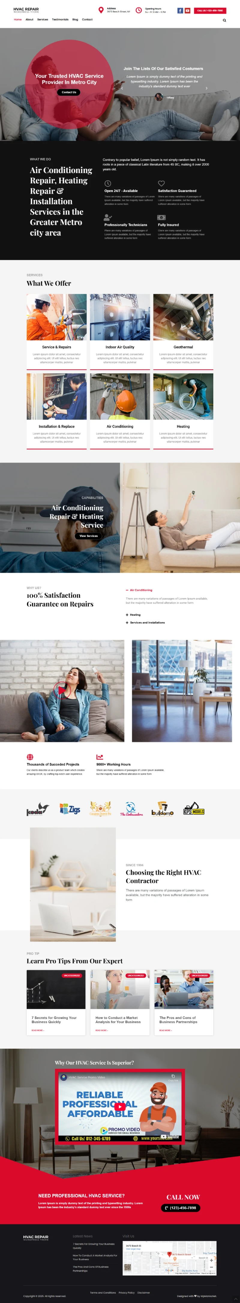 HVAC Repair WordPress Template Home Page