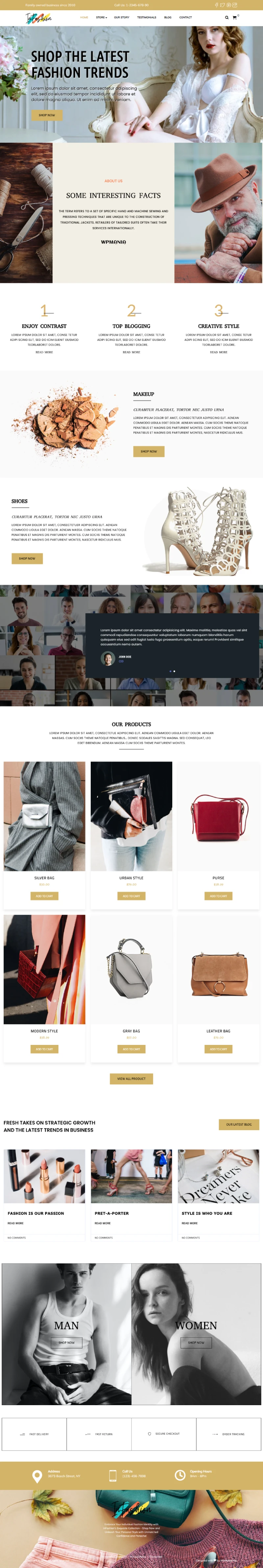 inFashion WordPress Template Home Page