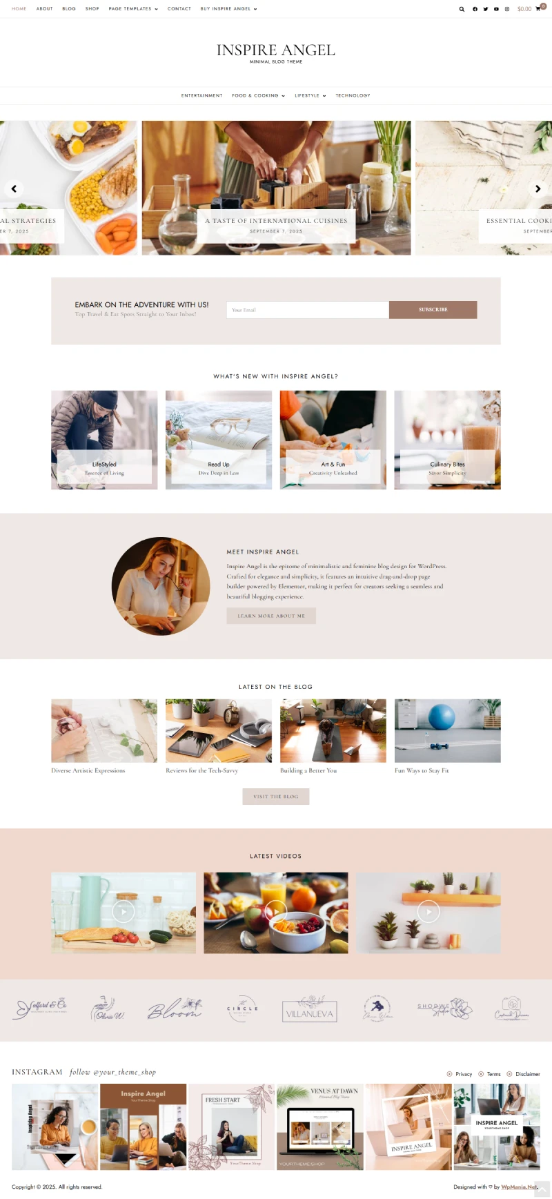 Inspire Angel WordPress Template Home Page