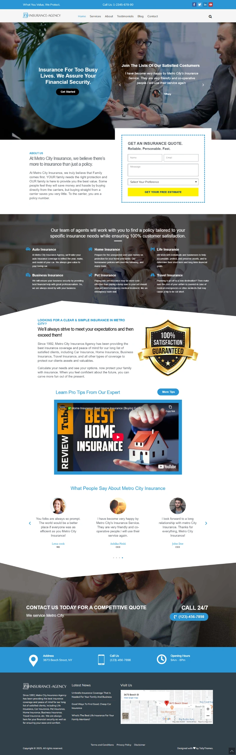 Insurance Now Pro WordPress Template Home Page
