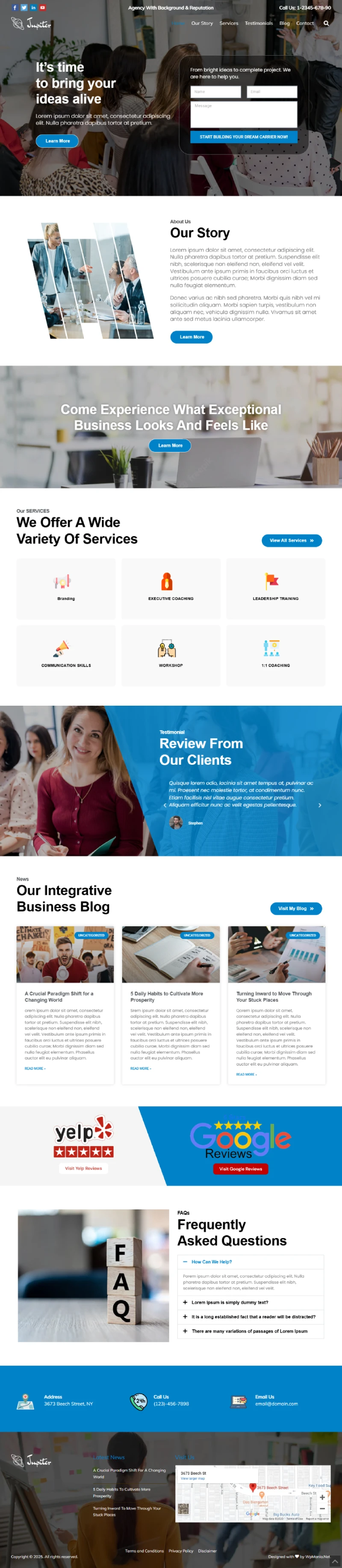 Jupiter WordPress Template Home Page