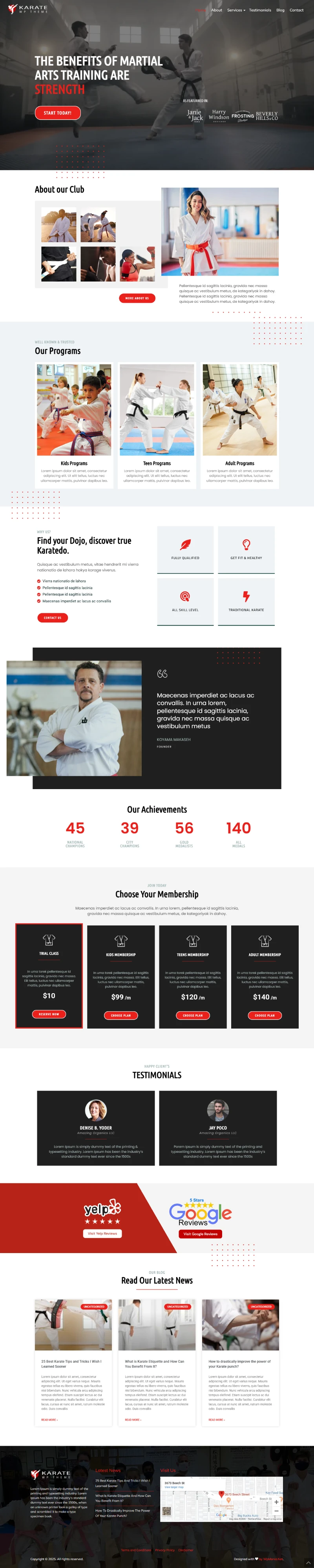 Karate WordPress Template Home Page