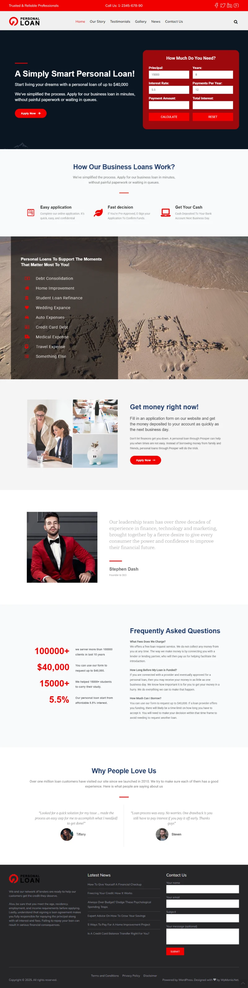 LoanOfficer WordPress Template Home Page
