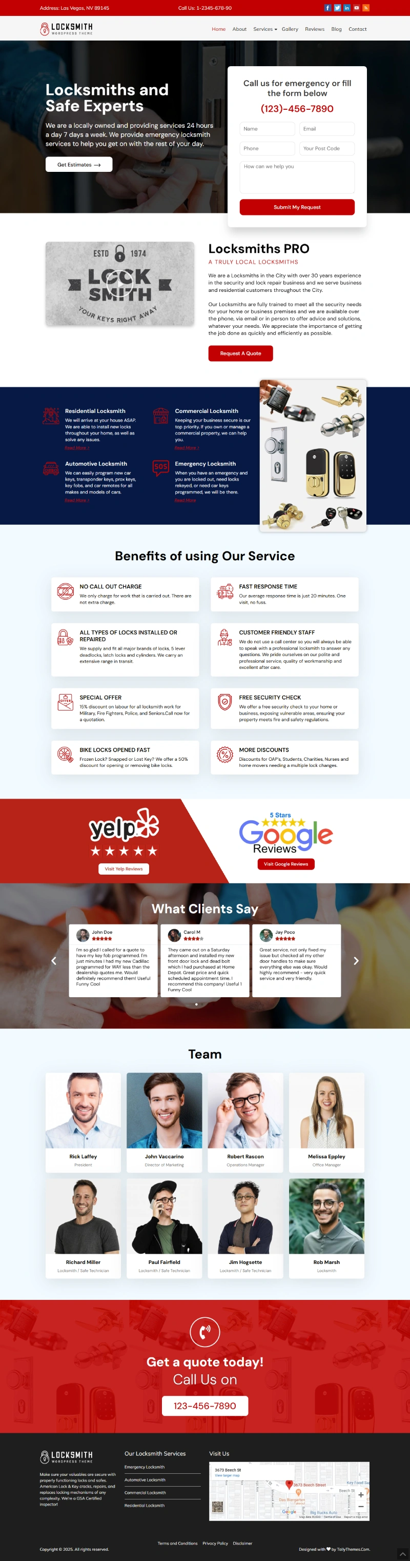 Locksmith Pro WordPress Template Home Page