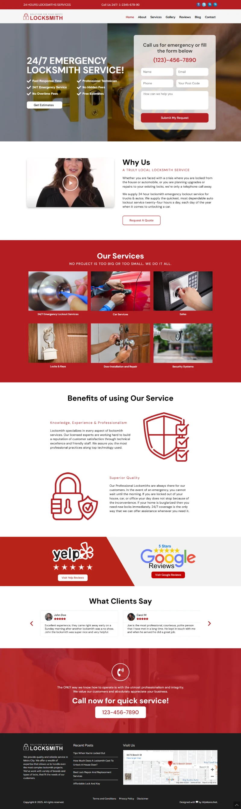 Locksmith WordPress Template Home Page