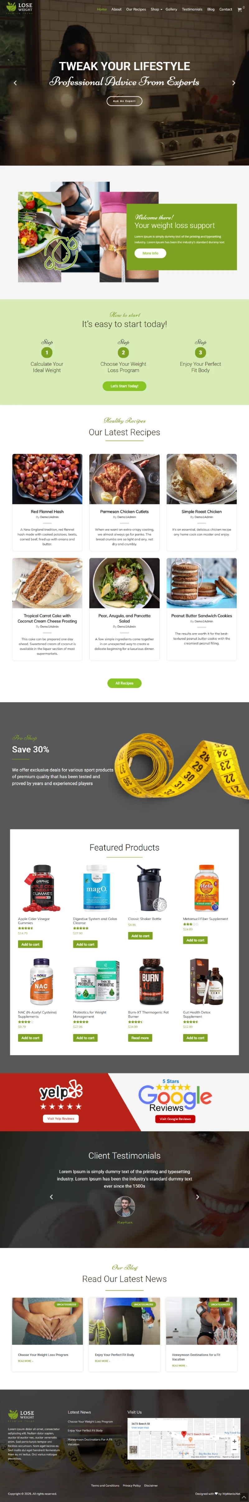 Lose Weight WordPress Template Home Page