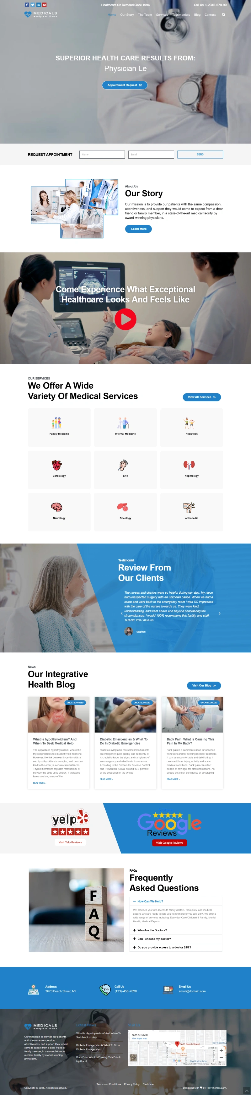 Medicals Pro WordPress Template Home Page