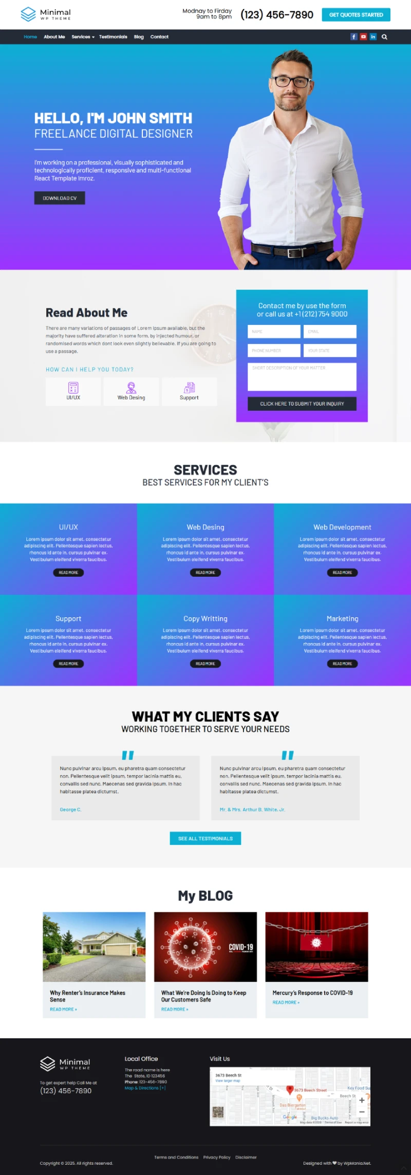Minimal WordPress Template Home Page