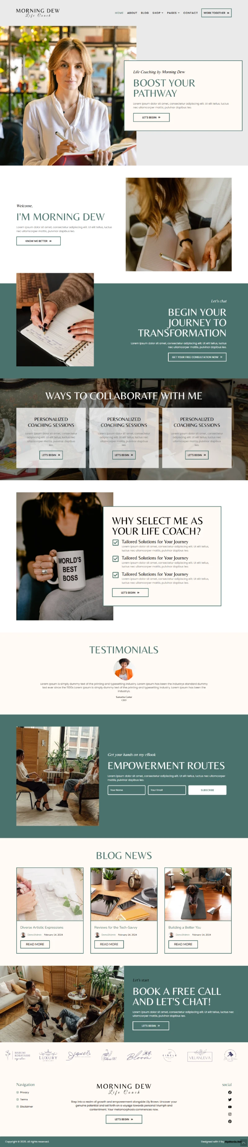 Morning Dew WordPress Template Home Page