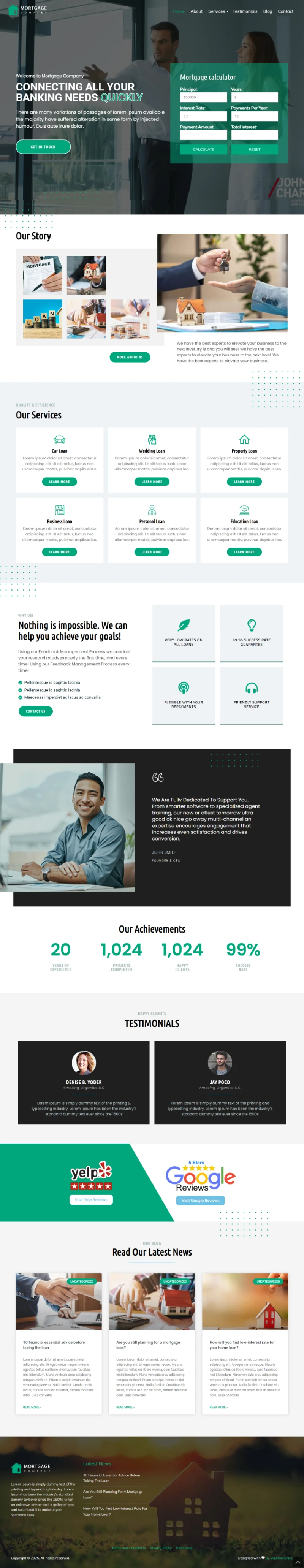 Mortgage Company WordPress Template Home Page