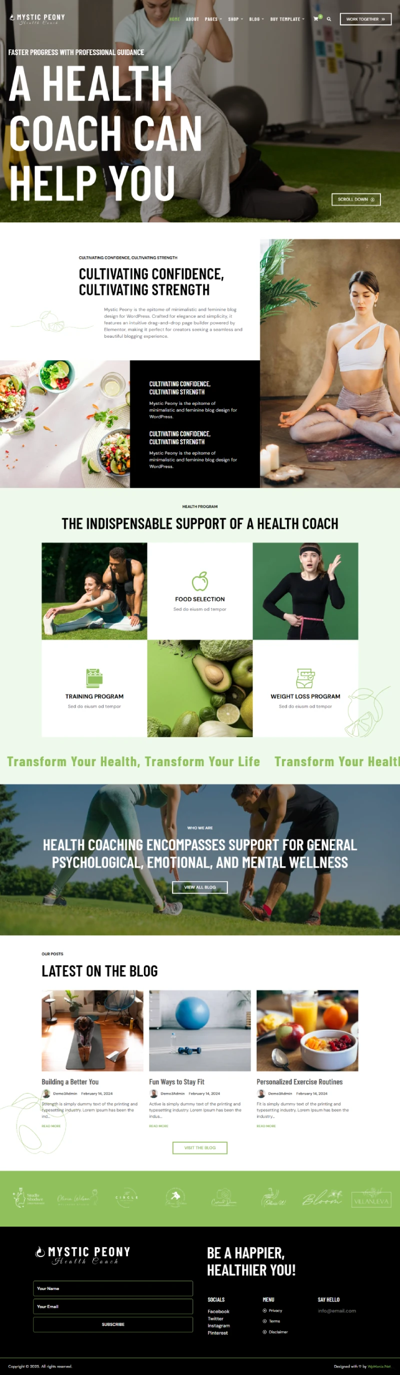 Mystic Peony WordPress Template Home Page