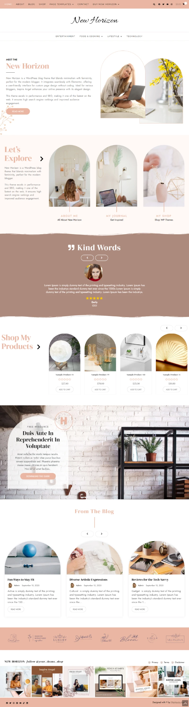 New Horizon WordPress Template Home Page