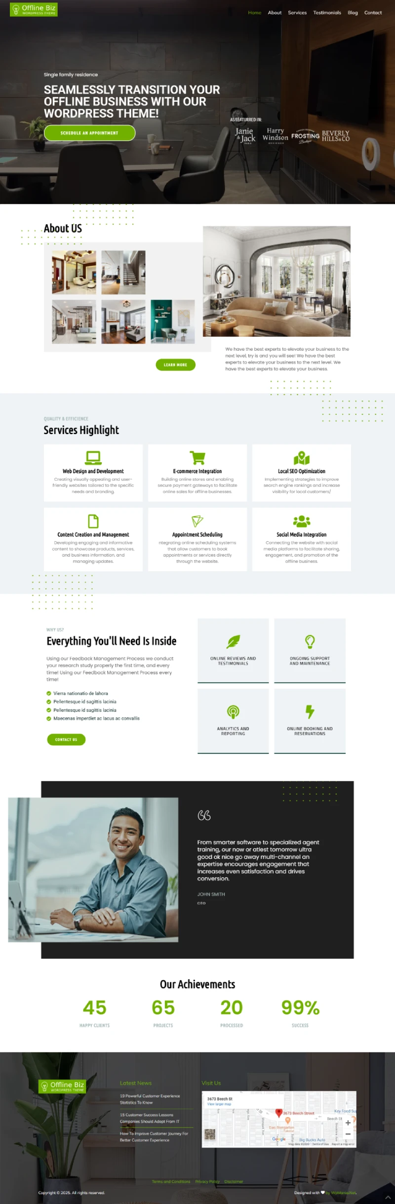 OfflineBiz WordPress Template Home Page