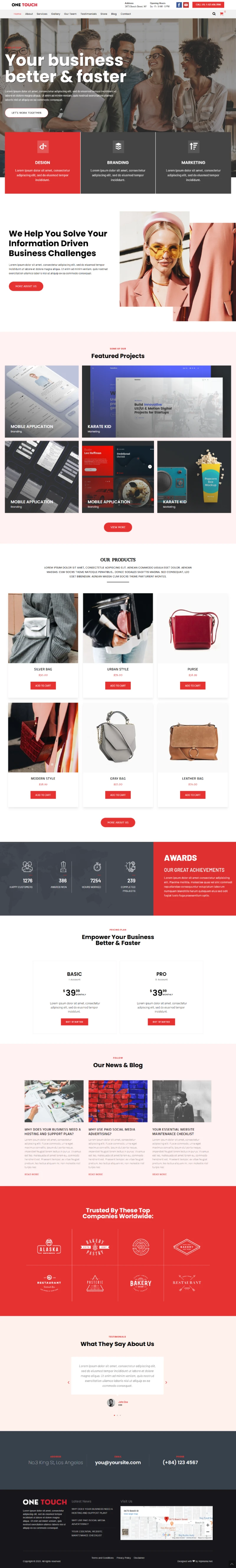 OneTouch WordPress Template Home Page