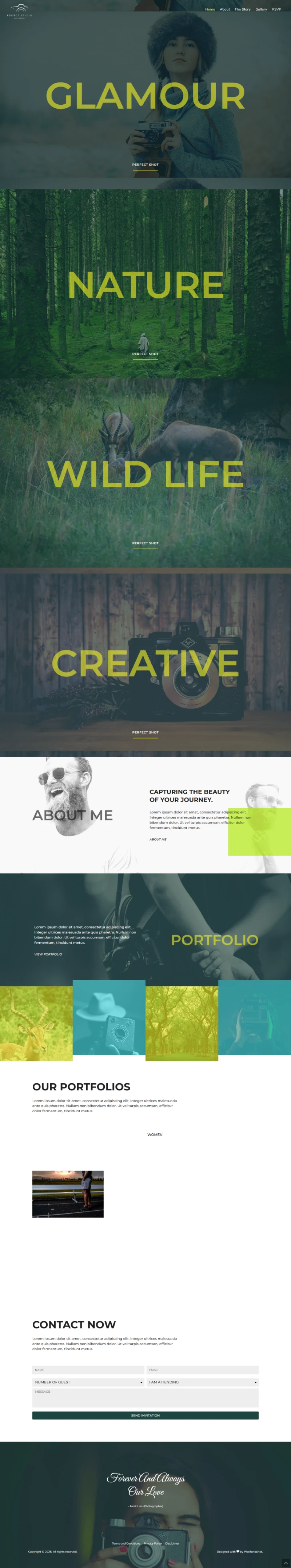 Photography WordPress Template Home Page