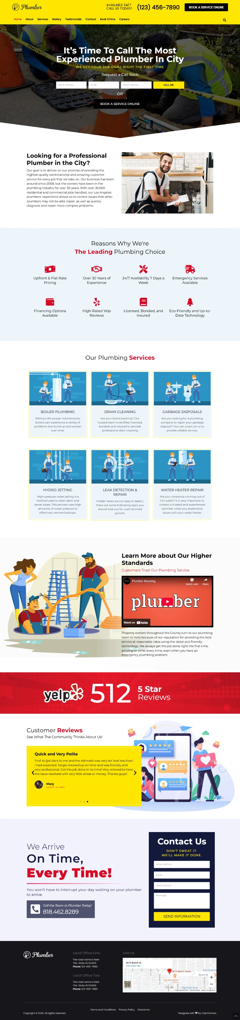 Plumber WordPress Template Home Page