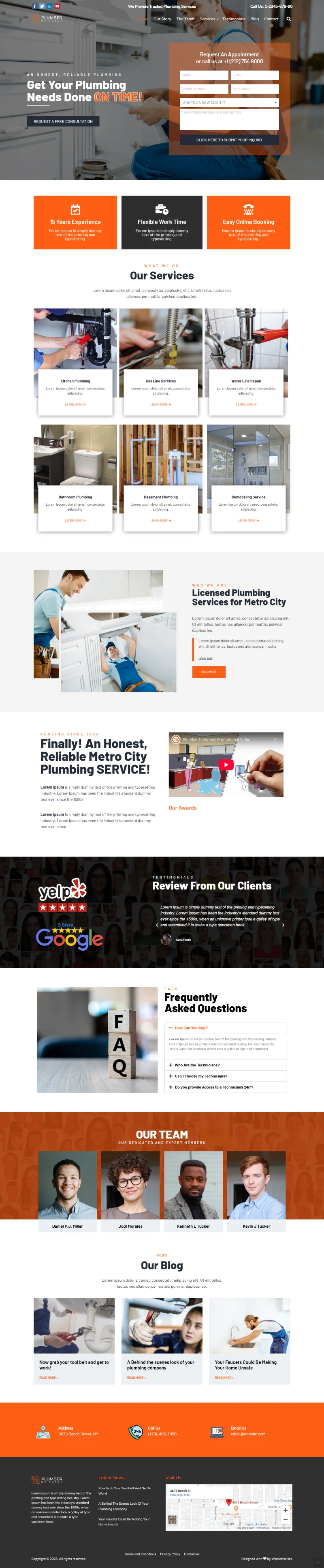 Plumber WordPress Template Home Page