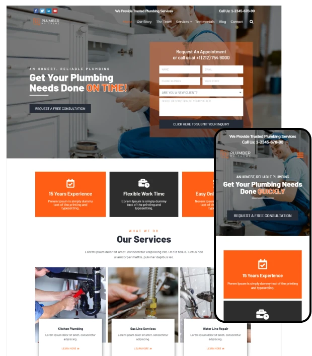 Plumber WordPress Theme : Website Template For Plumbing