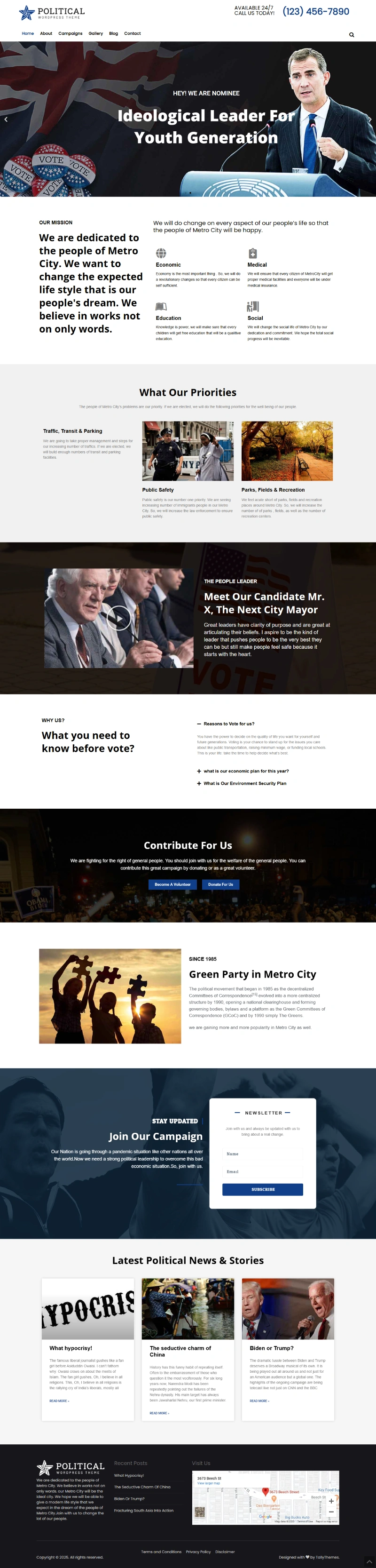 Political Pro WordPress Template Home Page